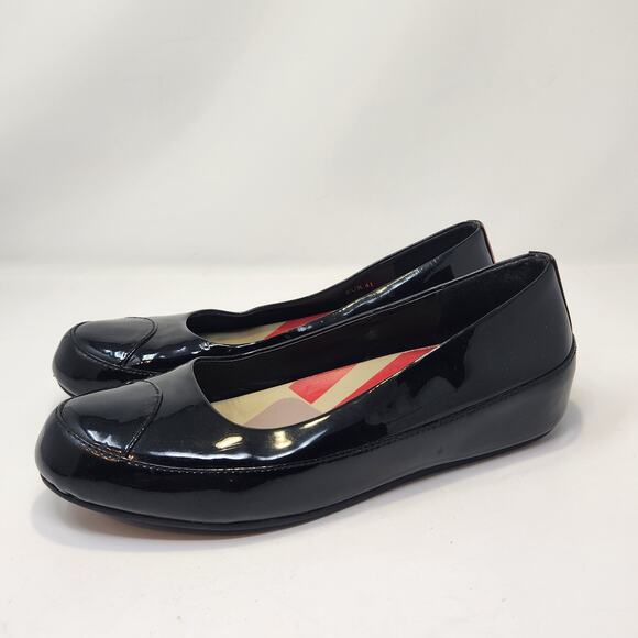 FitFlop Due Black Patent Leather Ballet Flat Women Size 41 US 9 Platform Comfort - Picture 4 of 8